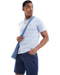 Levi's - Original - t-shirt azzurra a righe con logo batwing - Lyst