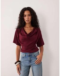 Miss Selfridge - Cowl Neck T-shirt With Batwing Sleeve - Lyst