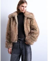 TOPSHOP - – gestreifte bomberjacke aus kunstpelz - Lyst
