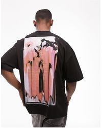 TOPMAN - T-shirt ultra oversize avec imprimé fleurs déformé sur le devant et au dos - Lyst