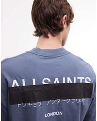AllSaints - Redact Oversized Embroidered Logo T-Shirt With Back Print - Lyst