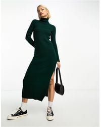 ASOS - Knitted Maxi Dress With High Neck And Side Split - Lyst