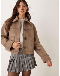 ASOS - Top Collar Premium Faux Suede Jacket - Lyst