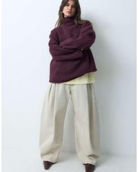 ASOS - Relaxed Fluffy Funnel Neck Jumper With Wool - Lyst