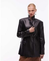 ASOS - Tailored Relaxed Faux Leather Blazer - Lyst