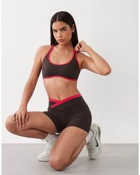 BO+TEE - Soft Active Cross Back Contrast Trim Sports Bra Co-Ord - Lyst