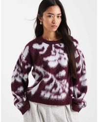 ASOS - Knitted Brushed Floral Jumper - Lyst