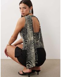 ASOS - Mesh Square Neck Top With Scarf Detail - Lyst