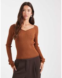 ASOS - Gebreide Top Met Structuur En V-Hals - Lyst