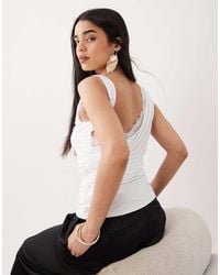 ASOS - Soft Touch Cowl Back Tank With Lace Trim Detail - Lyst