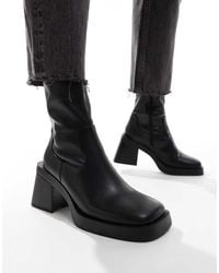 ASOS - Wide Fit Rome Square Toe Mid-heel Platform Boots - Lyst