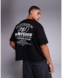 ASOS - T-Shirt Squadrata Oversize Nera Con Stampa Di Scritta - Lyst