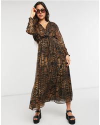 Mango – Midikleid mit Tiermuster - Braun