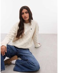 Polo Ralph Lauren - Icon Logo Straight Fit Exploded Cable Knit Jumper - Lyst