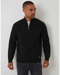 Threadbare - Cotton Blend Rib Panel Quarter Zip Knitted Jumper - Lyst