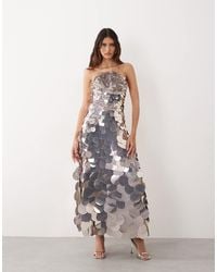 ARRANGE - Disc Sequin Crescent Bandeau Maxi Dress - Lyst