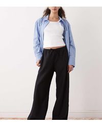 Weekday - Pull On Linen Mix Wide Leg Trousers - Lyst