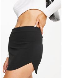 Pull&Bear - Mini Skirt With Slit Curved Hem Detail - Lyst
