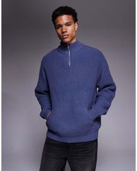 ASOS - Oversized Heavyweight Knitted Half Zip Jumper - Lyst