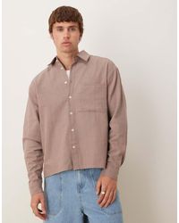 ASOS - Camisa Extragrande De Manga Larga De Tejido Efecto Lino De - Lyst