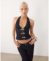 Tiger Mist - Tilda Halterneck Clasp Detail Corset Waistcoat Top Co-Ord - Lyst