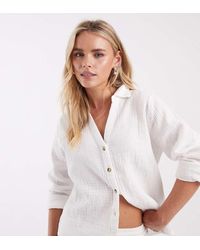 Only Petite - Long Sleeve Cheesecloth Shirt - Lyst