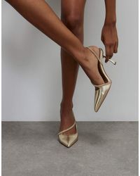 River Island - Diamante Slingback Strap Court Heels - Lyst