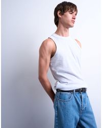 TOPMAN - Débardeur côtelé ajusté à col montant - chiné - Lyst