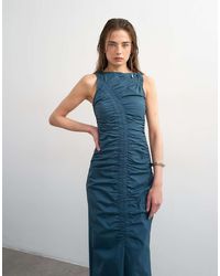 TOPSHOP - Ruched Sleeveless Midi Dress - Lyst