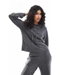 Pieces - Sudadera Gris Oscuro Jaspeado Con Capucha De Punto Suave Mix & Match De (Parte De Un Conjunto) - Lyst