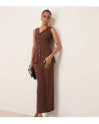 ASOS - Asos Design Tall Linen Waistcoat Detail Midi Dress - Lyst