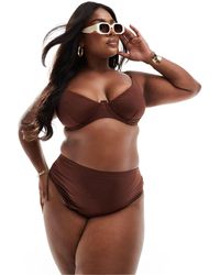 ASOS - Asos design curve - maya - slip bikini sgambati a vita alta cioccolato - Lyst
