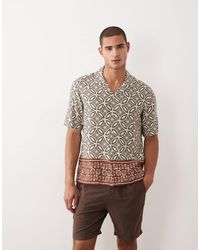 Mango - Mnago Linen Blend Retro Geometric Print Shirt - Lyst