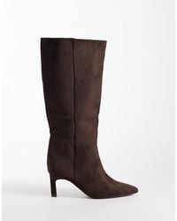 SEQWL - Benz Faux Suede Knee High Kitten Heel Boots - Lyst