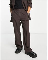 Mennace Straight Leg Suit Trousers - Brown