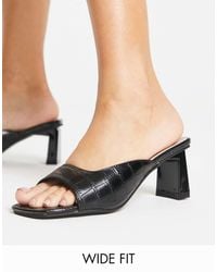 Raid Wide Fit - Mabelle - mules effet croco à talon mi-haut et bout carré - Lyst