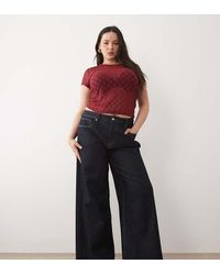 ASOS - Asos Design Curve High Waist Straight Wide Leg Jeans - Lyst