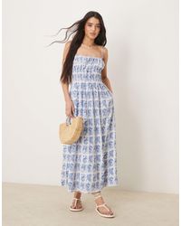 Abercrombie & Fitch - – fließendes maxikleid mit em stempelmuster - Lyst