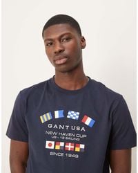 GANT - Usa Flag Logo Print T-Shirt - Lyst