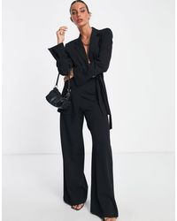 ASOS Jersey Suit Super High Waist Wide Leg Trouser - Black
