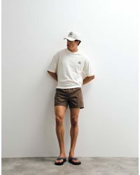ASOS - Wide Mid Length Elasticated Nylon Short With Piping Styling - Lyst