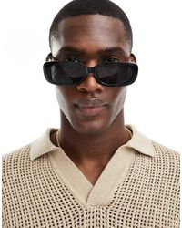 Jack & Jones - Occhiali Da Sole Neri Rettangolari - Lyst