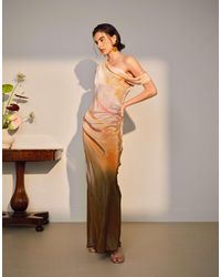 TOPSHOP - Drape Neck Off Shoulder Maxi Occasion Dress - Lyst