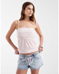 Hollister - Y2k Low Rise Denim Shorts With Adjustable Tie - Lyst