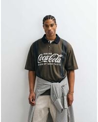 ASOS - Oversized Stripe Polo With Coca Cola Print - Lyst