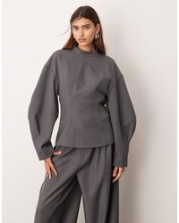 ARRANGE - Top Sartoriale Strutturato Con Cuciture A Vista E Maniche Ovoidali - Lyst