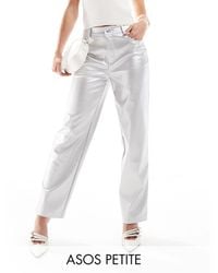 ASOS - Asos Design Petite Faux Leather Straight Leg Pants - Lyst