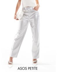 ASOS - Asos design petite – hose aus farbenem kunstleder mit geradem bein - Lyst