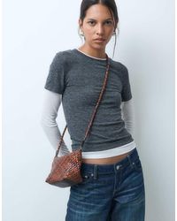 ASOS - Weave Mini Two Tone Flap Top Crossbody Bag-brown - Lyst