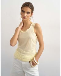 TOPSHOP - Mesh Double Layer Ruched Top - Lyst